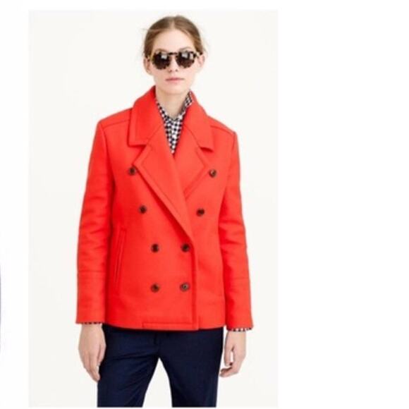 J. Crew Melton Wool Peacoat Gray Short Winter Jacket Double Breasted Coat - Picture 10 of 10